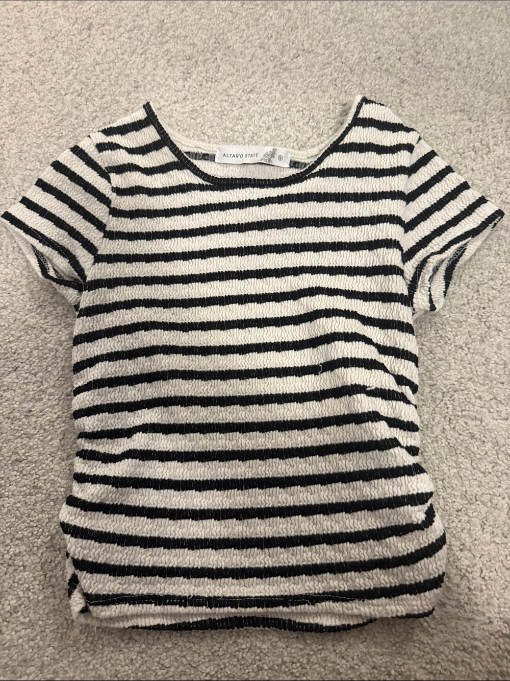 Altar'd State Black and White Striped Short Sleeve Tee